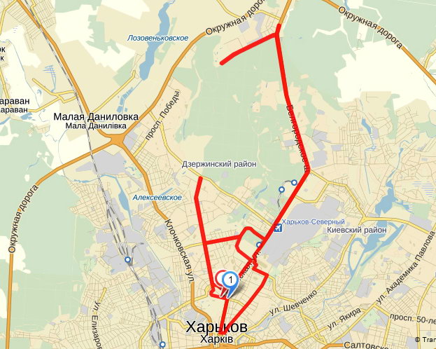 Карта Международного марафона в Харькове в апреле 2014 г